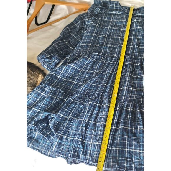 Madewell Women's Plaid Ruffle-Trim Button-Down Dress Prairie Style 80s Size M - Picture 7 of 8